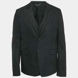 Pre Owned Diesel Black Gold Black Gabardine Vest Detail Blazer XL