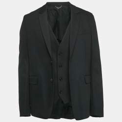 مملوكة مسبقًا Diesel Black Gold Black Gabardine Vest Detail Blazer XL