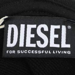 Pre Owned Diesel Black Jersey Logo Print Hooded Sweatshirt XL