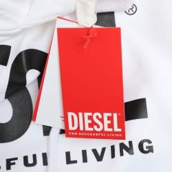 Diesel White Cotton Logo Print Hoodie M