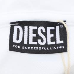 Diesel White Cotton Logo Print Hoodie M