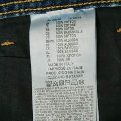 مملوكة مسبقًا بنطلون ديزل بلاك جولد أزرق مرهق بطباعة الجرافيتي بقصة ضيقة الدنيم مقاس متوسط كبير خصر 33 بوصة