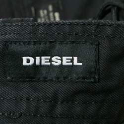 مملوكة مسبقًا Diesel Black Denim Zip Detail Jeans L/Waist 34"