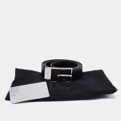 Pre Owned Dior Homme Black Leather Buckle Belt 90CM