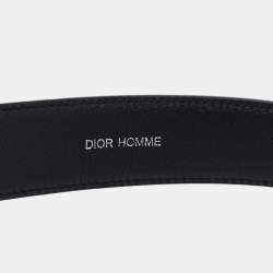Pre Owned Dior Homme Black Leather Buckle Belt 90CM