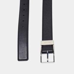 Pre Owned Dior Homme Black Leather Buckle Belt 90CM