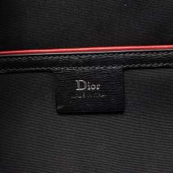Pre Owned Dior Homme Dark Grey Stitched Print Oblique Coated Canvas Rider Sling Bag