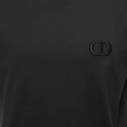 Pre Owned Dior Homme Black CD Icon Embroidered Cotton Crew Neck T-Shirt L