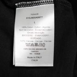 Pre Owned Dior Homme Black CD Icon Embroidered Cotton Crew Neck T-Shirt L
