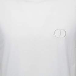 Pre Owned Dior Homme White CD Icon Embroidered Cotton Crew Neck T-Shirt M