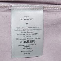 Dior Homme Pale Pink CD Icon Logo Embroidered Cotton Crew Neck T-Shirt M