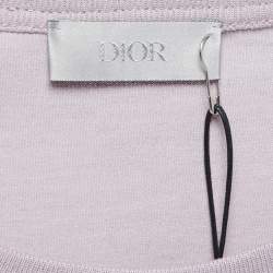 Dior Homme Pale Pink CD Icon Logo Embroidered Cotton Crew Neck T-Shirt M