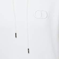Pre Owned Dior Homme White CD Icon Cotton Hooded Sweatshirt L