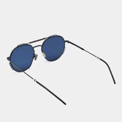 Pre Owned Dior Homme Black WR7A9 0234S Round Sunglasses