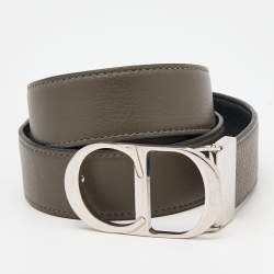 مملوكة مسبقًا Dior Homme Black/Grey Leather CD Logo Slim Reversible Belt 95CM