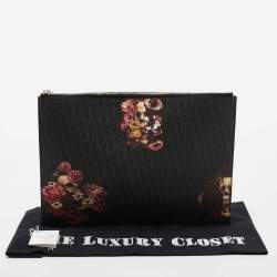 Pre Owned Dior Homme Multicolor Floral Skull Coated Canvas Document Holder