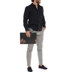 Pre Owned Dior Homme Multicolor Floral Skull Coated Canvas Document Holder