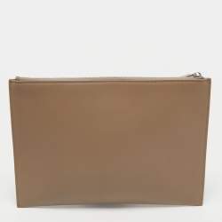 Pre Owned Dior Homme Beige Leather Zip Pouch