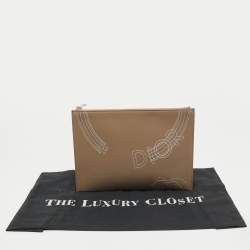 Pre Owned Dior Homme Beige Leather Zip Pouch