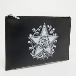 Pre Owned Dior Homme Black Printed Leather Zip Pouch