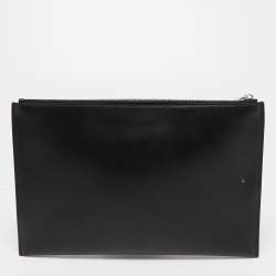 Pre Owned Dior Homme Black Printed Leather Zip Pouch