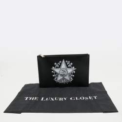 Pre Owned Dior Homme Black Printed Leather Zip Pouch