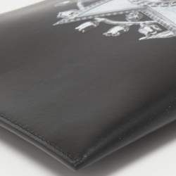 Pre Owned Dior Homme Black Printed Leather Zip Pouch