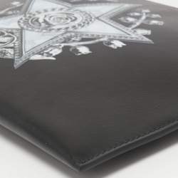 Pre Owned Dior Homme Black Printed Leather Zip Pouch