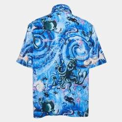 Dior Homme x Kenny Scharf Blue Swirl Sealife Satin Shirt L