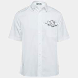 Pre Owned Dior Homme X Air Jordan White Logo Print Cotton Shirt M