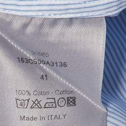 Pre Owned Dior Homme Blue Pinstripe Cotton Buttoned Up Shirt L