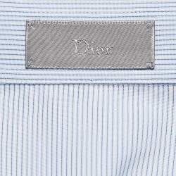Pre Owned Dior Homme Blue Pinstripe Cotton Buttoned Up Shirt L