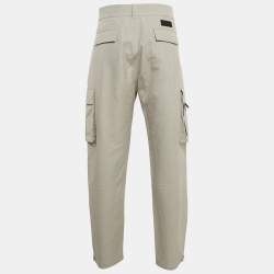 Pre Owned Dior Homme Grey Cotton Velcro Applique Cargo Pants XXL