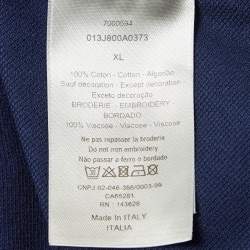 Dior Homme Navy Blue Cotton Pique Polo T-Shirt XL