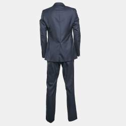 Dior Homme Navy Blue Gabardine Single Breasted Pants Suit XL 