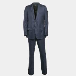 Dior Homme Navy Blue Gabardine Single Breasted Pants Suit XL 