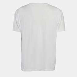 Pre Owned Dior Homme White Bee Embroidered Cotton Crew Neck T-Shirt L
