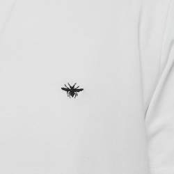 Pre Owned Dior Homme White Bee Embroidered Cotton Crew Neck T-Shirt L