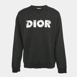 Dior Homme Black Logo Print Cotton Knit Sweatshirt XL