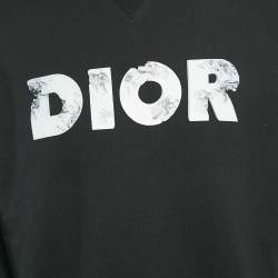 Dior Homme Black Logo Print Cotton Knit Sweatshirt XL