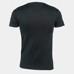 Pre Owned Dior Homme Navy Blue Printed Cotton Crew Neck T-Shirt S