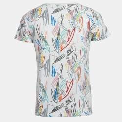 Pre Owned Dior Homme White Printed Cotton Short Sleeve T-Shirt XS