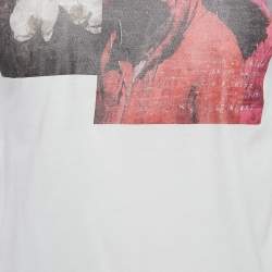 Pre Owned Dior Homme White Printed Cotton Jersey T-Shirt XS