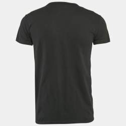 Pre Owned Dior Homme Black Printed Cotton Jersey Crew Neck T-Shirt XS