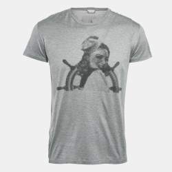 مملوكة مسبقًا Dior Homme Grey Printed Cotton Jersey T-Shirt XS