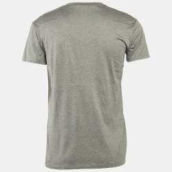 Pre Owned Dior Homme Grey Printed Jersey V-Neck T-Shirt S