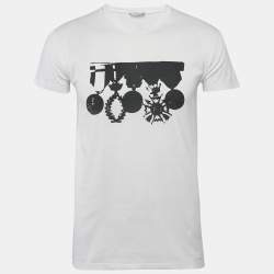 Pre Owned Dior HoMme White Printed Jersey T-Shirt XS
