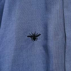 Pre Owned Dior Homme Blue Bee Embroidered Cotton Shirt L