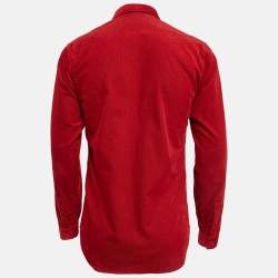 Dior Homme Red Corduroy Regular Fit Shirt S