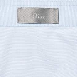 Dior Homme Blue Embroidered Cotton Button Front Shirt M